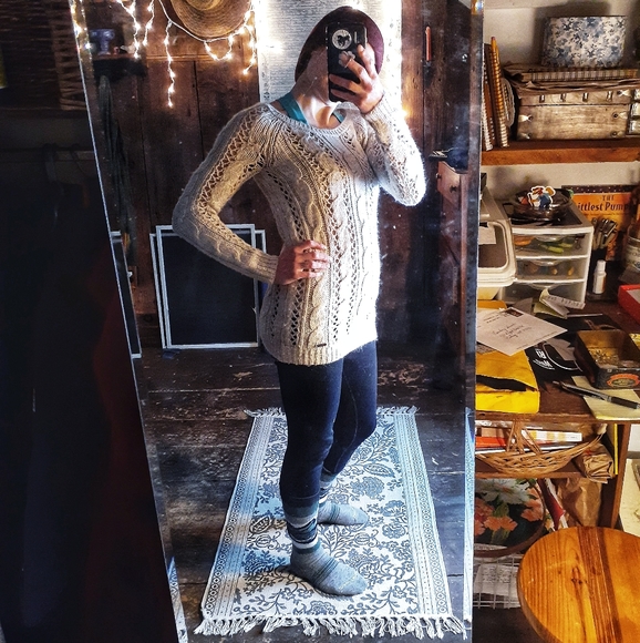 Oatmeal Cableknit Fishermans Alpaca A&F Sweater - Picture 2 of 11